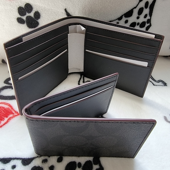 3 In 1 Compact ID Wallet In Signature Canvas COACH MEN - Picture 7 of 13